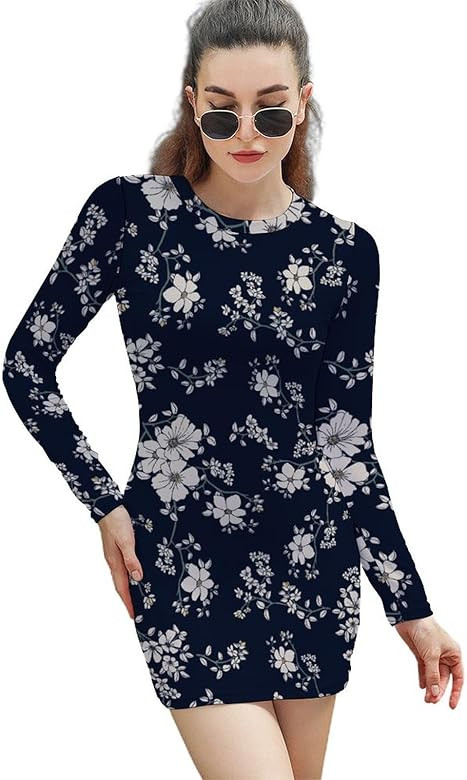 TcIFE Womens Fall Bodycon Mini Dress Casual Long Sleeve Round Neck Dresses Slim Fit Basic Dress y... | Amazon (US)