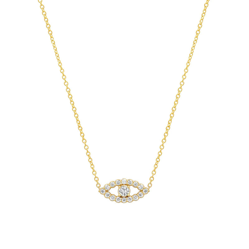 Mini Diamond Open Evil Eye Necklace Yellow Gold | Jennifer Meyer