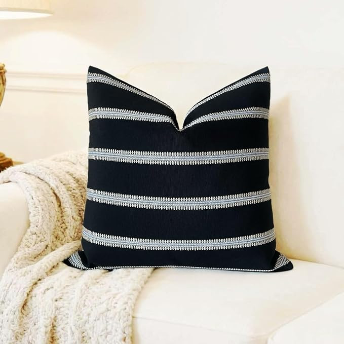 Slow Cow Decorative Textured Woven Stripe Throw Pillow Cover Modern Country Design Cushion Cover ... | Amazon (US)