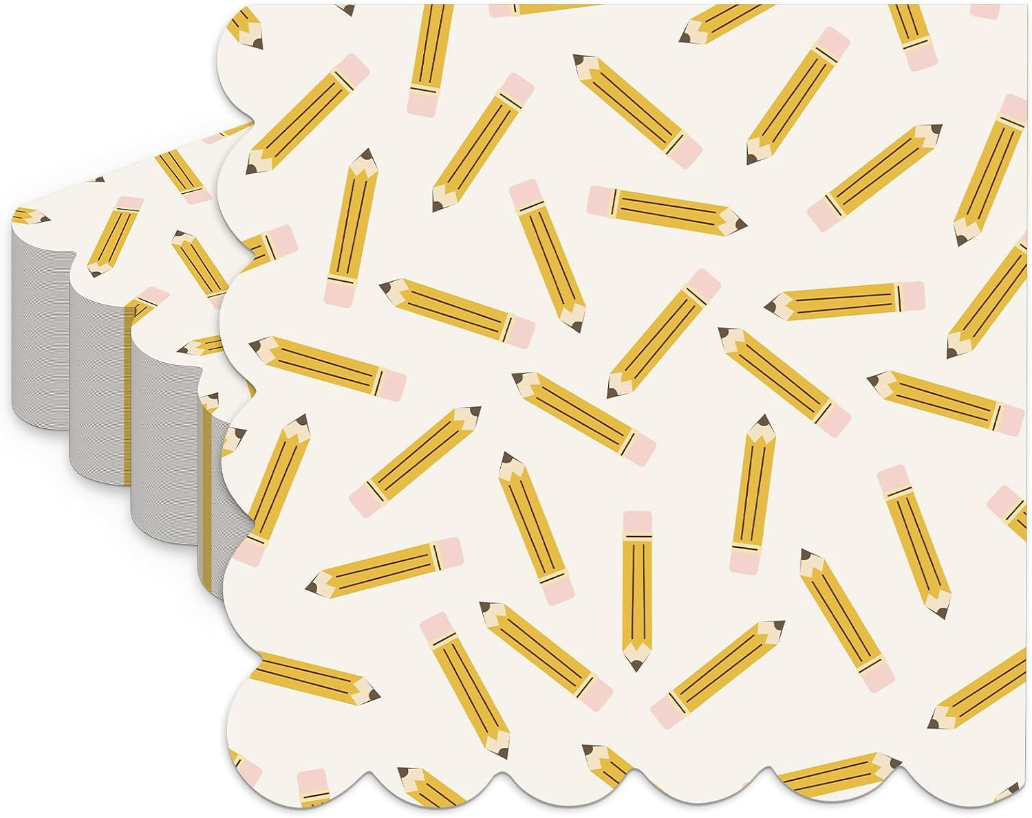 100 Pcs Back to School Paper Napkin Bulk Disposable Scalloped Pencil Napkin | Amazon (US)