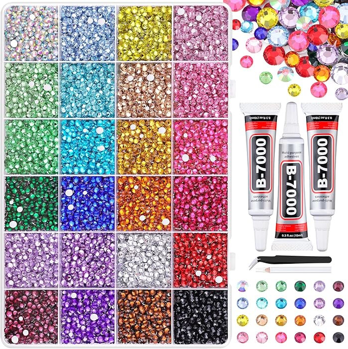 22000Pcs Resin Rhinestones for Bedazzling with Tweezers, Multicolor 2/3/4mm Rhinestones for Craft... | Amazon (US)