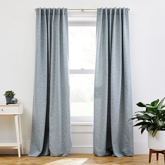 Dash Jacquard Curtain, Stormy Blue, 48""x108 | West Elm (US)