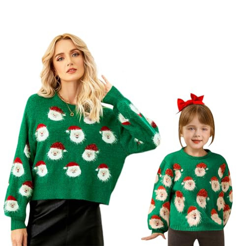 OBEEII Christmas Sweater for Toddler Girls Funny Xmas Santa Claus Holiday Cozy Knit Pullover Crewneck Kids Ugly Sweatshirts Tops Green-Kids 3-4 T | Amazon (US)