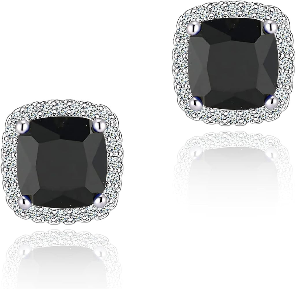YOMELA Cubic Zirconia Earrings Studs, Halo CZ Birthstone Simulated Diamond Stud Earrings for Wome... | Amazon (US)