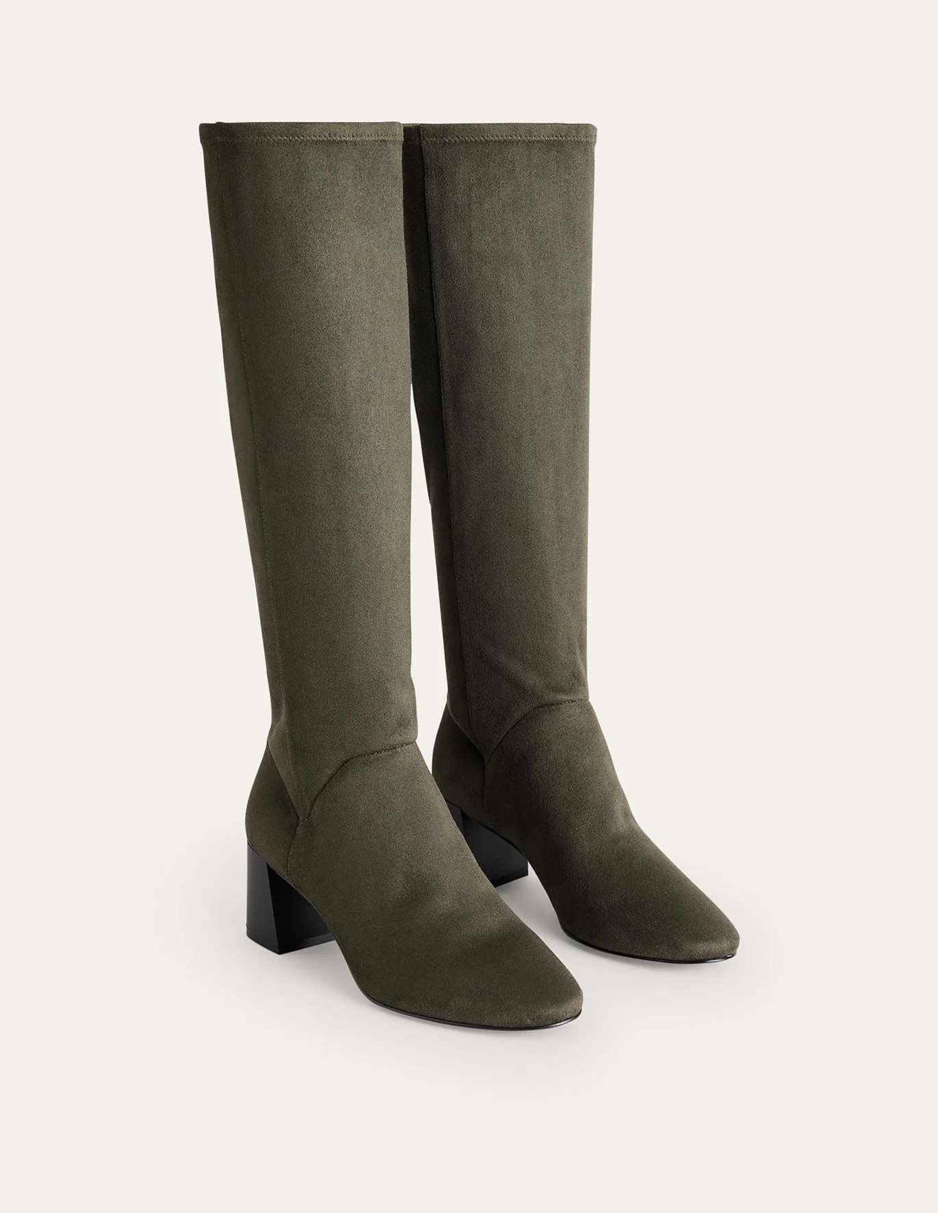 Heeled Stretch Knee High Boots - Dark Moss | Boden US | Boden (US)