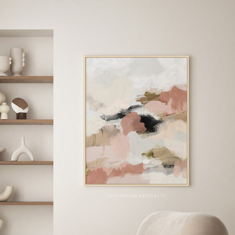 Large Abstract Painting, Printable Mixed Media Art,  Modern Wall Art, Earth Tone Print, Living Ro... | Etsy (US)