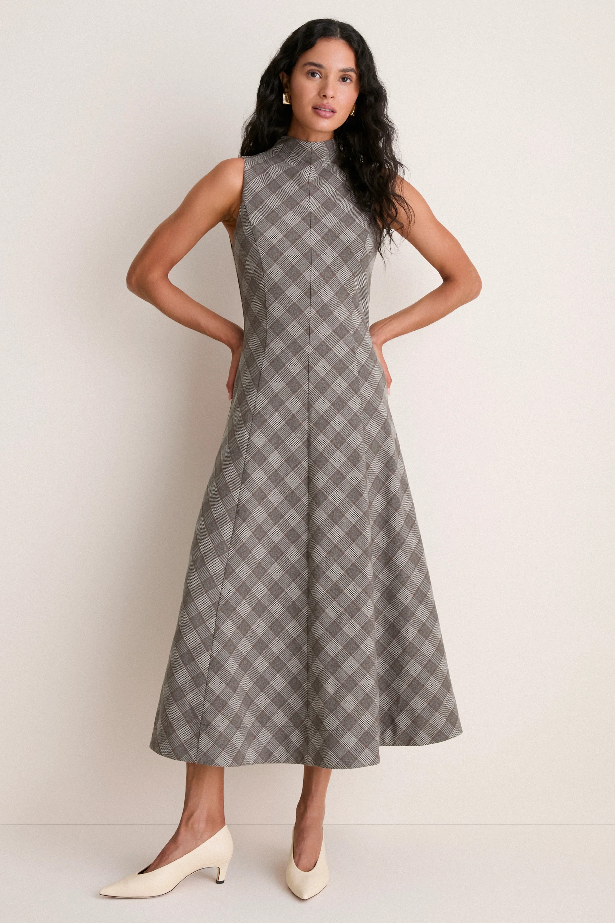 Glen Plaid Mock Neck Lockwood Dress | Tuckernuck (US)