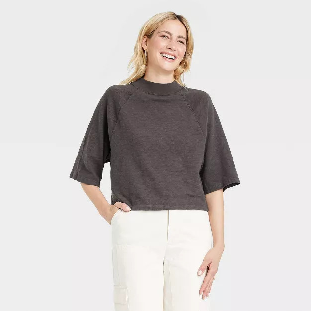 Women's Elbow Sleeve Mock Turtleneck T-Shirt - Universal Thread™ | Target