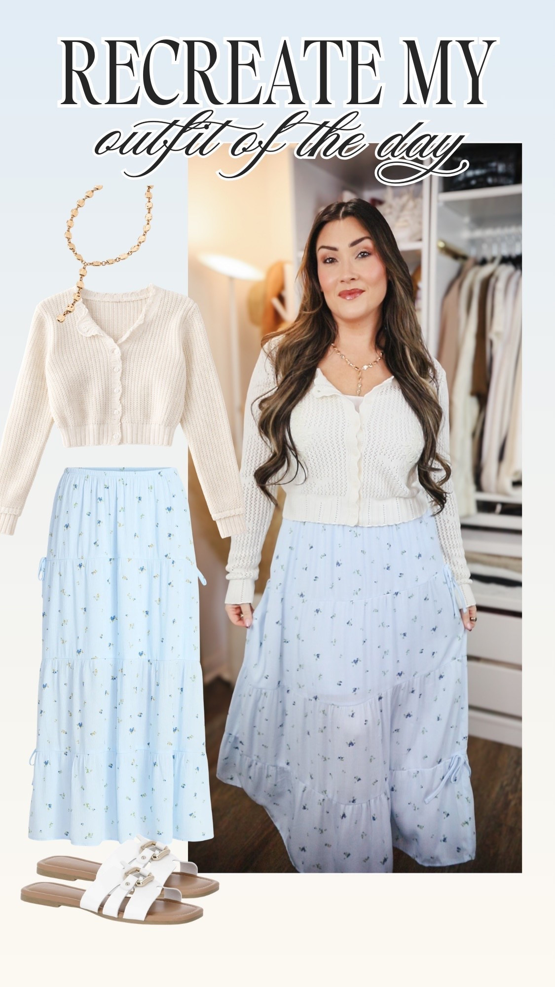 Recreate my outfit! A maxi skirt paired with a long sleeve cardigan and gold necklace. I think this look is perfect for spring family photos or a fun girls brunch!

#LTKootd #LTKgrwm #LTKSeasonal