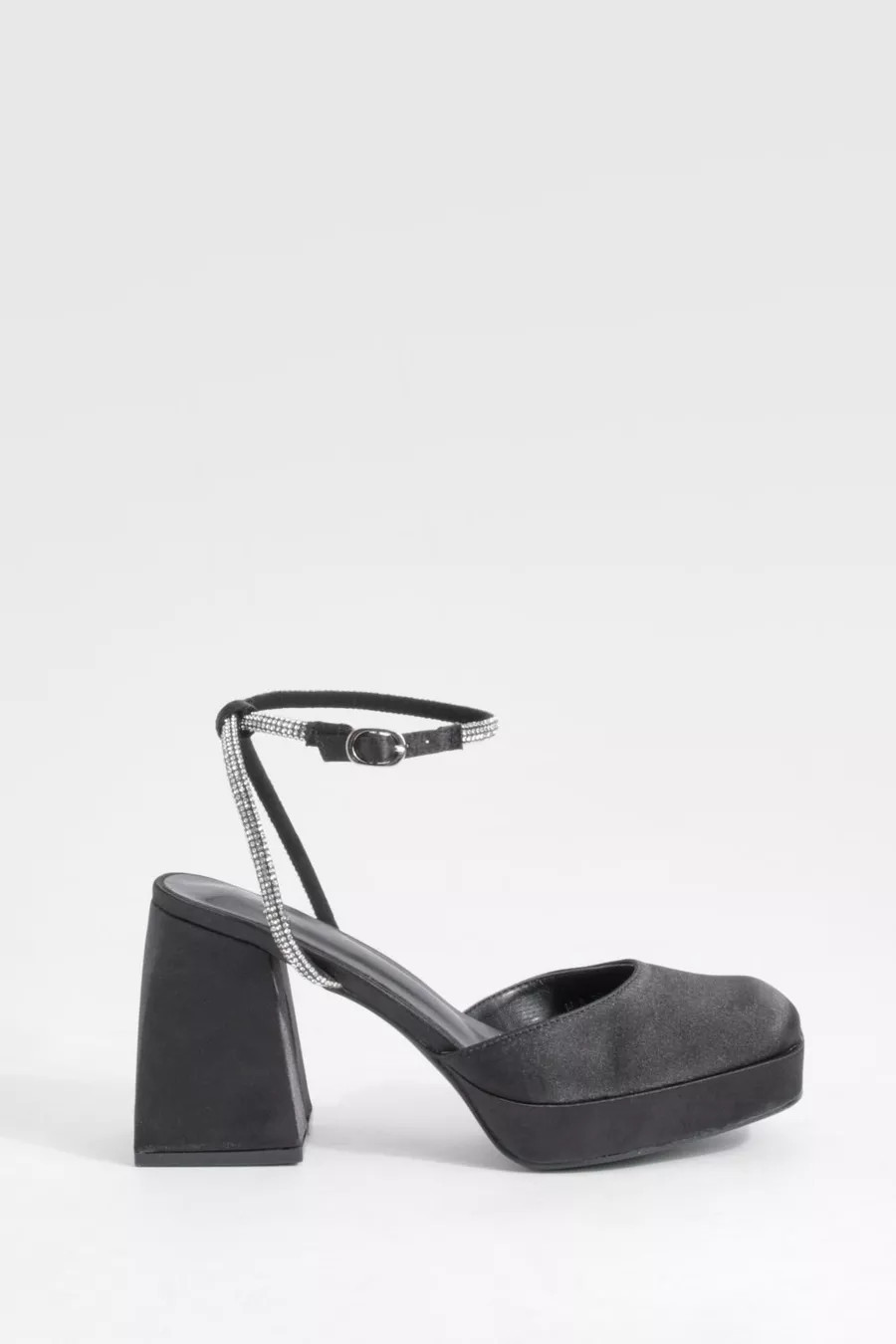 Platform Satin Embellished Strap Heels | Boohoo.com (UK & IE)