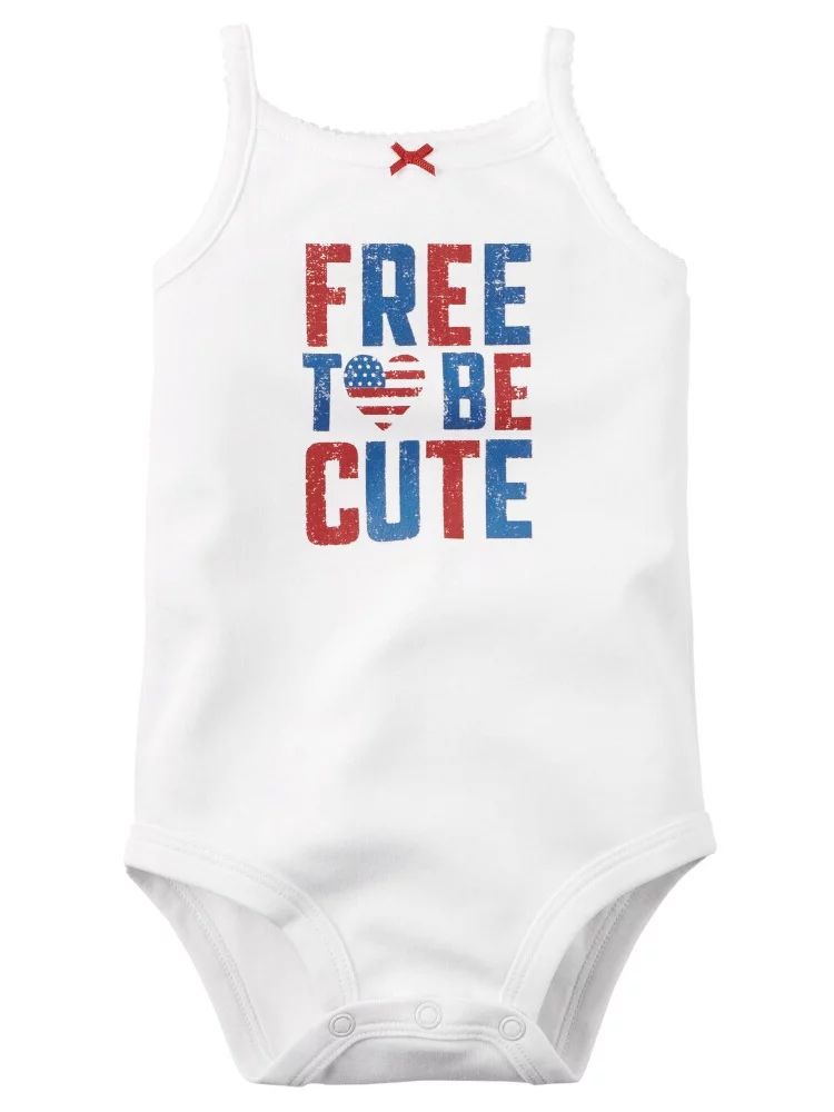 Carters Baby Clothing Outfit Girls 4th of July Free To Be Cute Bodysuit White - Walmart.com | Walmart (US)