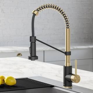 KRAUS Single-Handle Pull-Down Kitchen Faucet with Dual Function Sprayhead in Spot Free Antique Ch... | The Home Depot