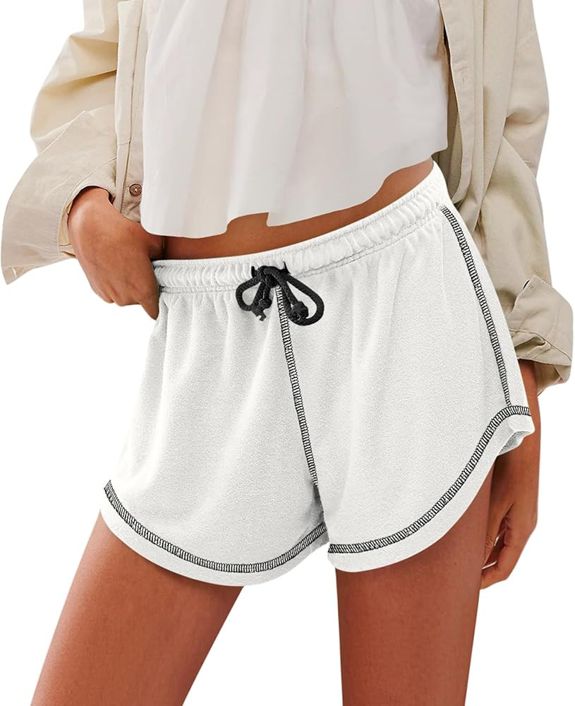 Yousify Women\u2019s Casual Shorts Comfy Drawstring Elastic Waist Summer Beach Workout Lounge Sho... | Amazon (US)