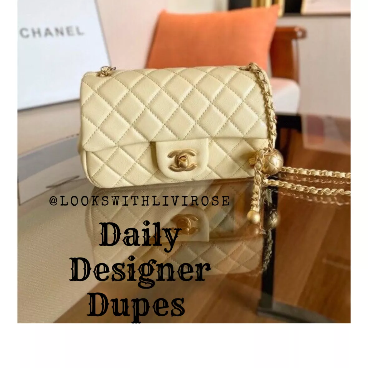 Chanel Gold Pearl Crush Mini Square Flap, Women's Fashion, Bags