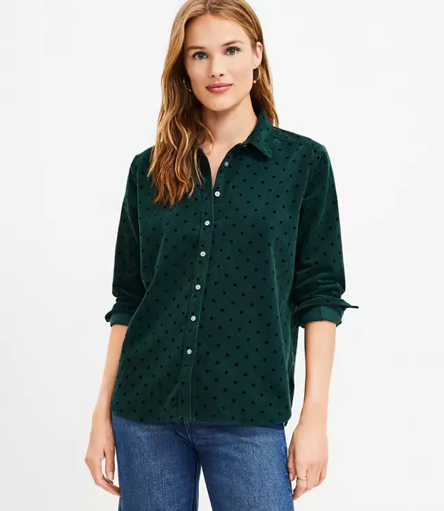 Velvet Dot Corduroy Everyday Shirt | LOFT