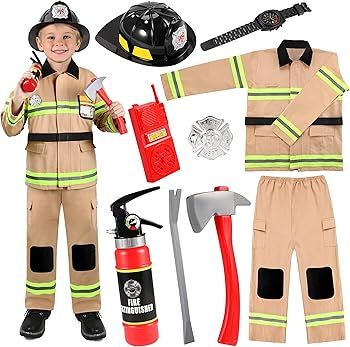GIFTINBOX Firefighter Costume For Kids Fireman Costume For Kids With Accessories Halloween Costum... | Amazon (US)