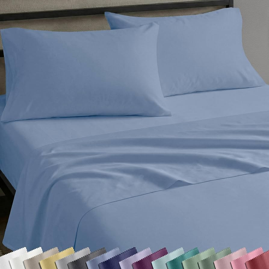 Amazon.com: California Design Den Twin Sheets Set - Natural 100% Cotton Sheets with 12" Pockets, Soft Sateen Weave, Breathable and Durable Bedding Set for Dorm Rooms, College (Blue Hydrangea) : Home & Kitchen | Amazon (US)