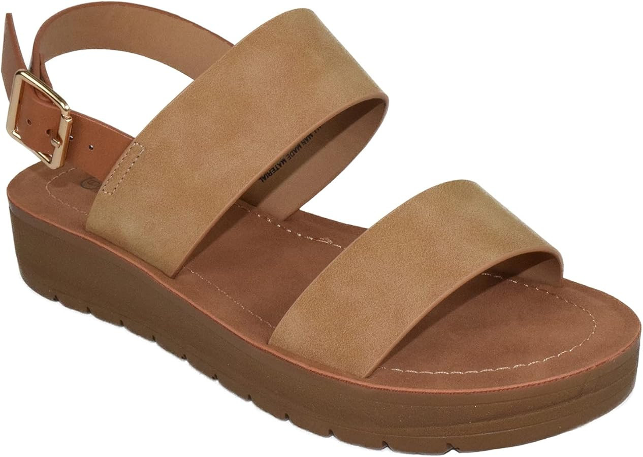 Soda REMUS-S Shoes Women Sandals Ankle Strap Buckled Flatform Wedge Flat Heel | Amazon (US)