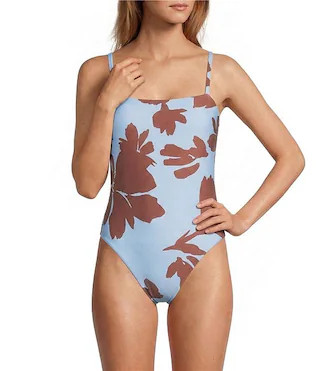Antonio Melani Mandarin Blooms Square Neck Bandeau One Piece Swimsuit | Dillard's | Dillard's
