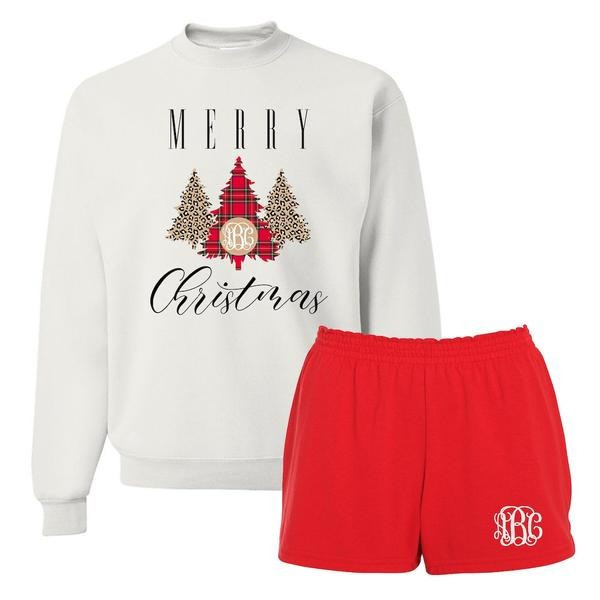 Monogrammed 'Merry Christmas' Pattern Lounge Set Package | United Monograms