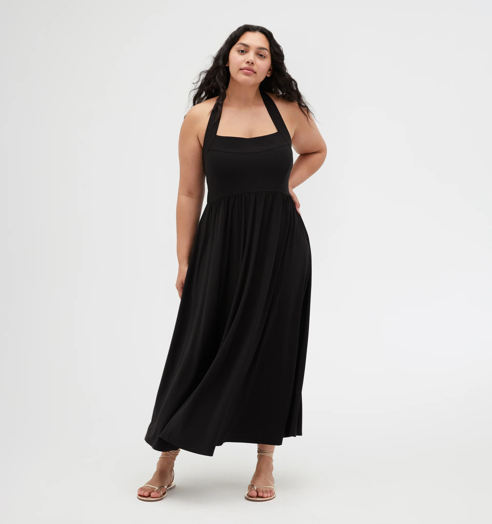 The Fleur Midi Dress - Black Jersey | Hill House Home