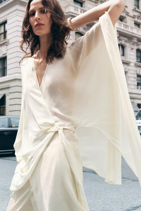 ZW COLLECTION CAPE SHIRT WITH TIES | Zara UK