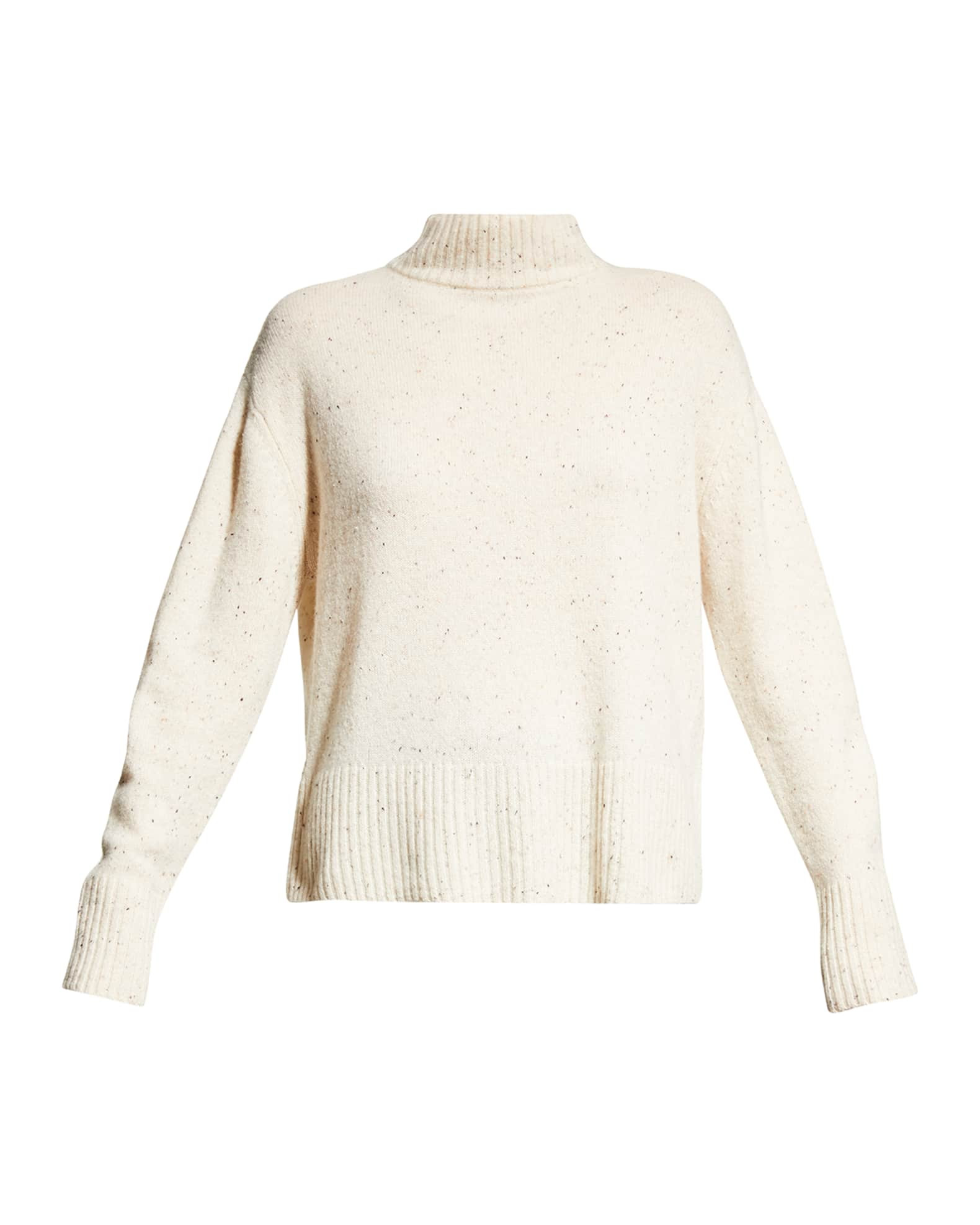 Monrow Speckled Cashmere Mock-Neck Sweater | Neiman Marcus