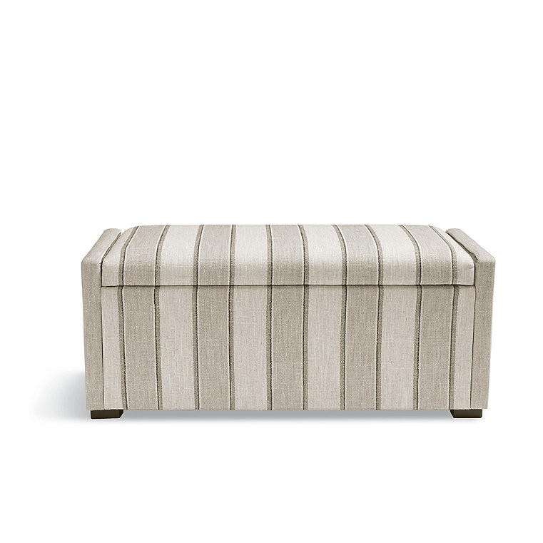 Ashford Storage Bench - Fabric, Grey Stripe - Grandin Road | Grandin Road