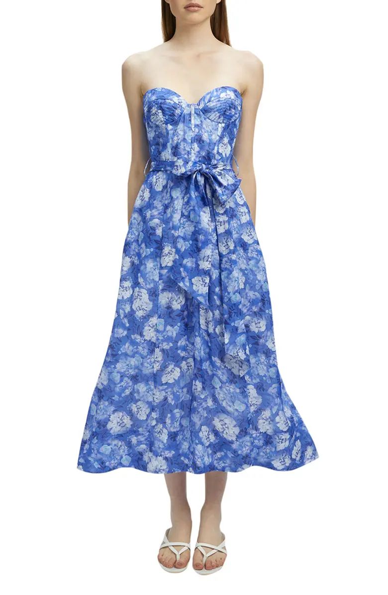 Bardot Vibrant Strapless Floral Midi Dress | Nordstrom | Nordstrom