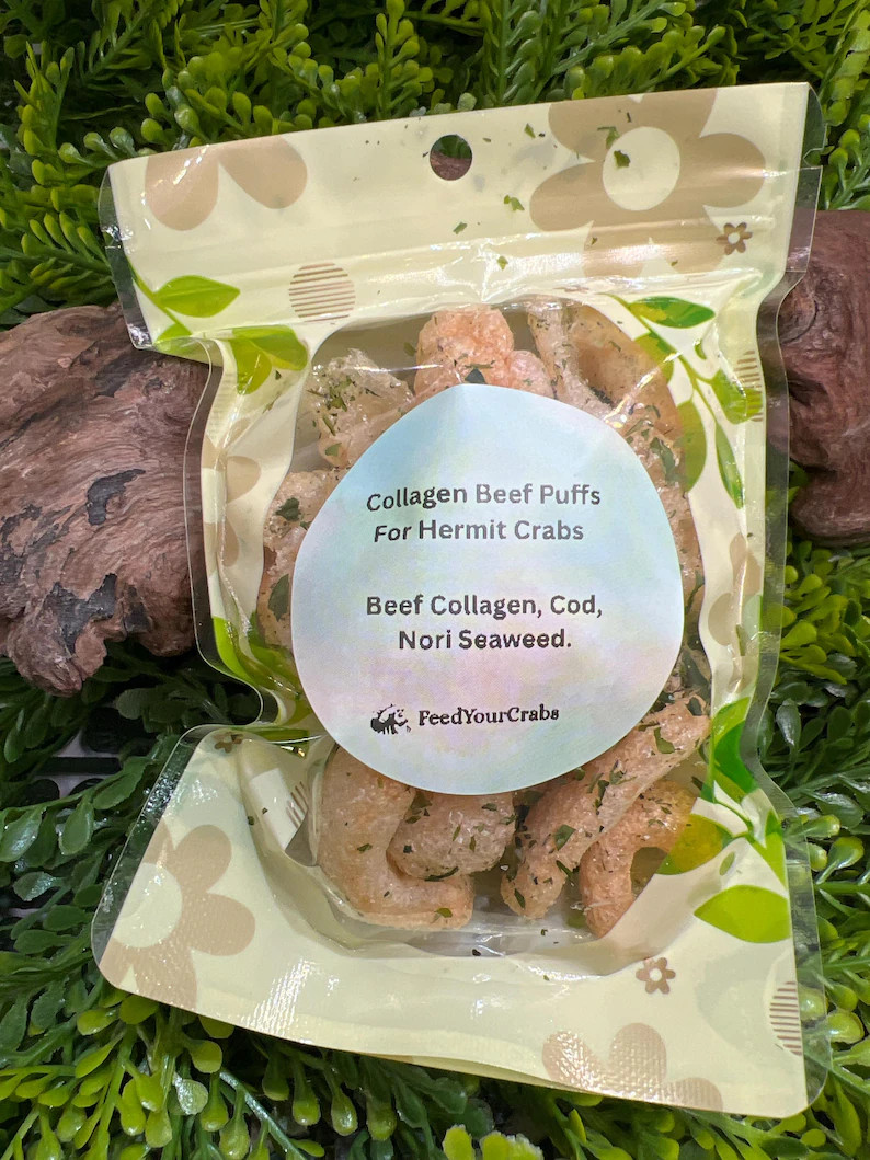 Coconut Beef collagen puffs baked smeared with cod skins and Nori seaweed. Treat for hermit crabs... | Etsy (Global)