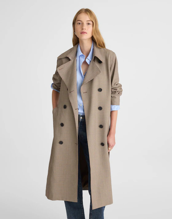 Double-Breasted Trench Coat in Plaid | Madewell