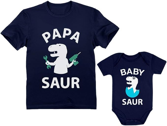 Dad and Son Daughter Matching Shirts Trex Papa Baby Saur Daddy and Me Outfits | Amazon (US)