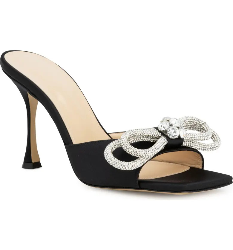 Mach & Mach Crystal Double Bow Square Toe Slide Sandal | Nordstrom | Nordstrom