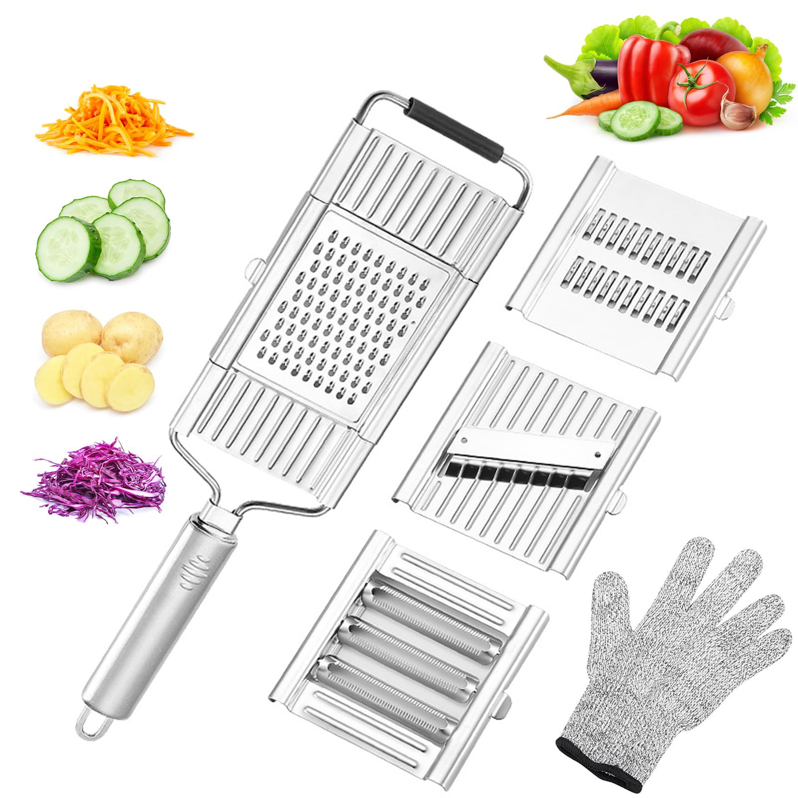 Suuker 4 in 1 Vegetable Cutter with Cheese Grater, Carrot Grater, Cabbage Shredder, Stainless Ste... | Amazon (US)