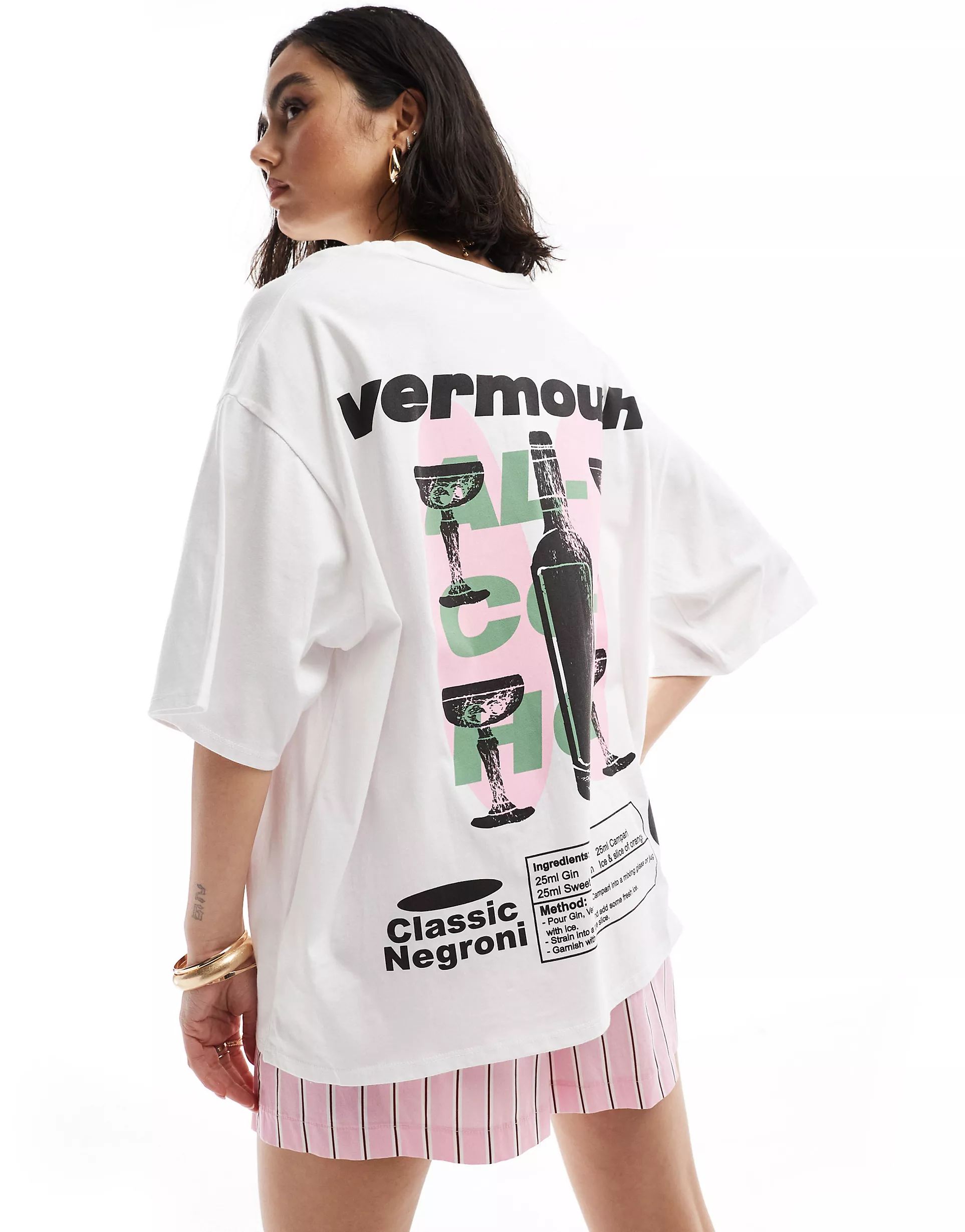 ASOS DESIGN oversized t-shirt with vermouth drink back graphic in white | ASOS (Global)