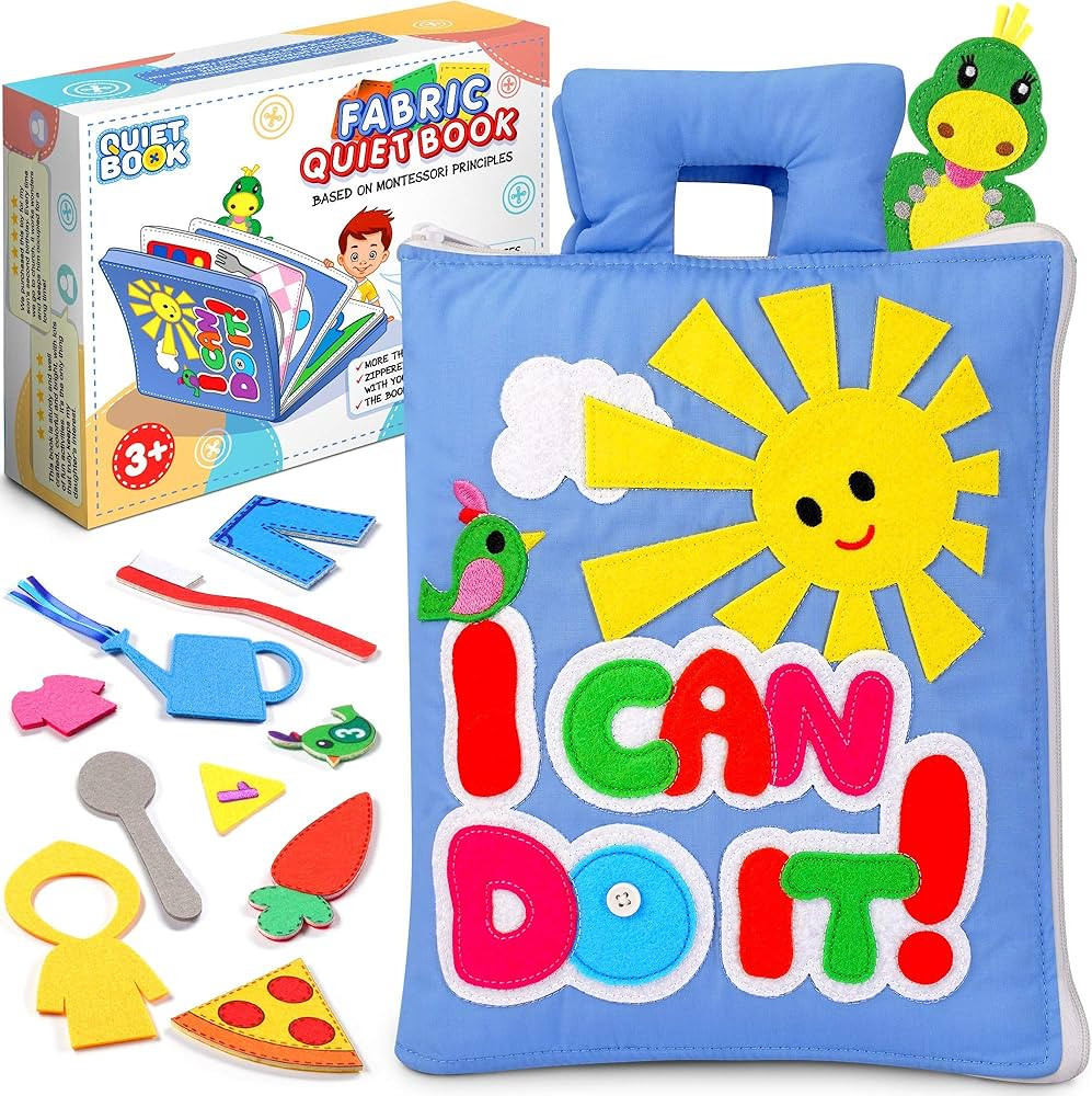 QUIET BOOK for Kids - Interactive Felt Busy Book - Montessori Quiet Books for Toddlers - Carry on... | Amazon (US)