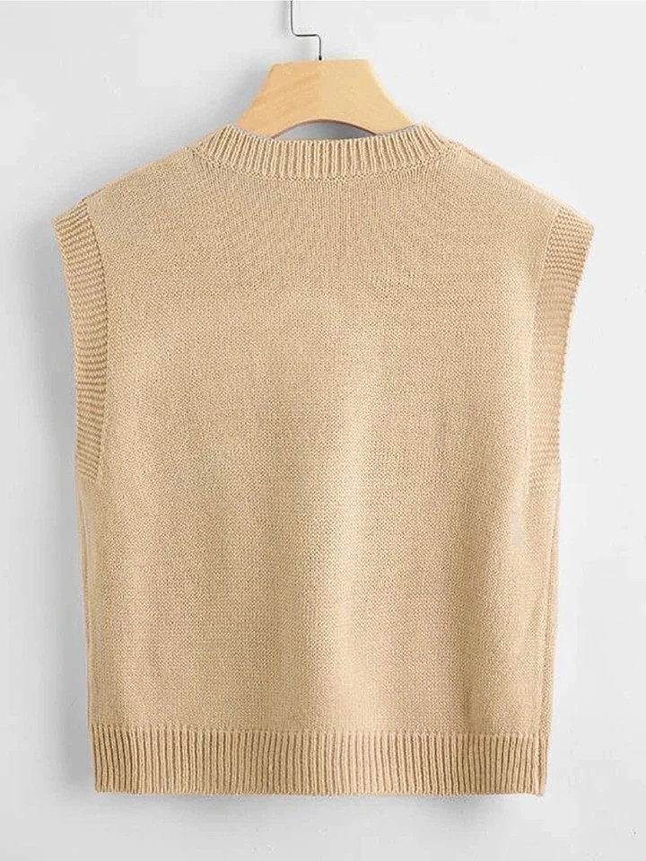Franclia V Neck Solid Sweater Vest | SHEIN