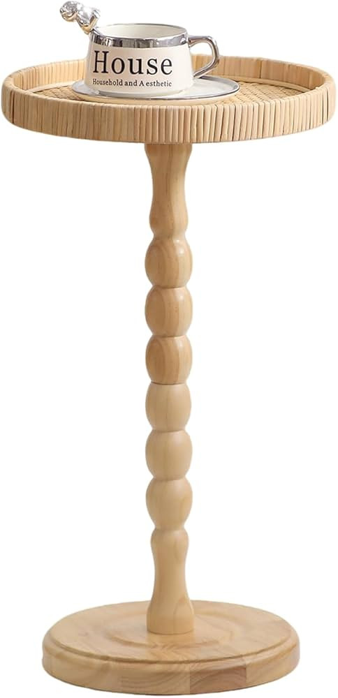 Small Side Table，Rattan Round Drink Tables for Small Spaces, Boho Circle Accent Table Coffee Ta... | Amazon (US)