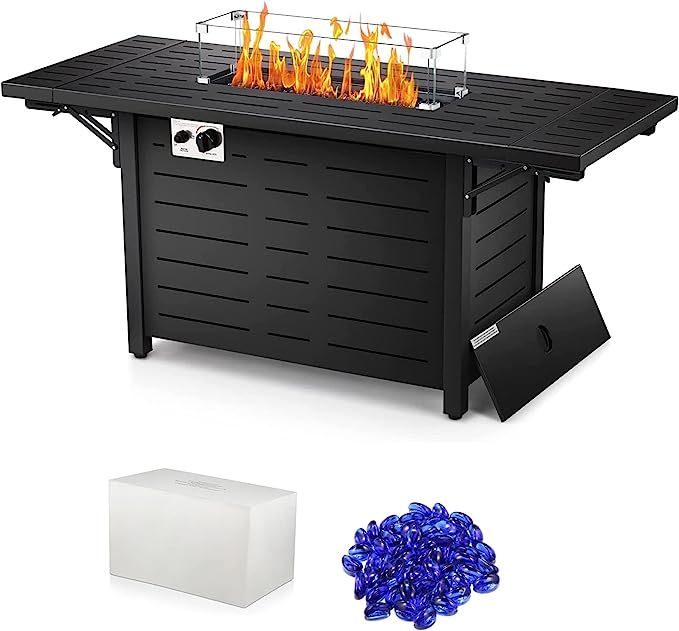 R.W.FLAME Propane Fire Pit Table 54in Foldable Table- Propane Fire Pit Table with Lava Rocks, Gla... | Amazon (US)