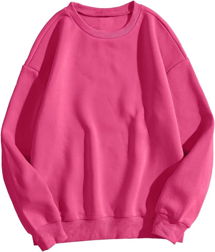 MakeMeChic Women's Casual Cute Oversized Long Sleeve Round Crew Neck Sweatshirt Pullover Top at A... | Amazon (US)