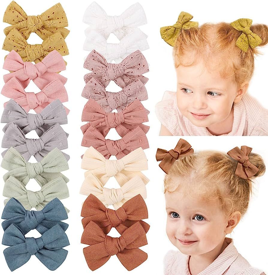 20pcs Baby Girl Hair Bows Clips Fully Lined Barrettes Hair Accessories for Little Girls Toddler K... | Amazon (US)