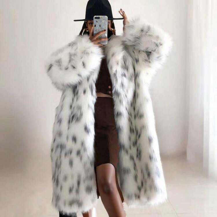 Faux Fur Winter Long Soft Coat Women's Fur Jacket Overcoat Topcoat Outerwear | SHEIN