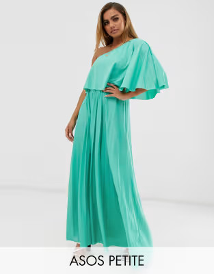 ASOS DESIGN Petite one shoulder pleated crop top maxi dress | ASOS US