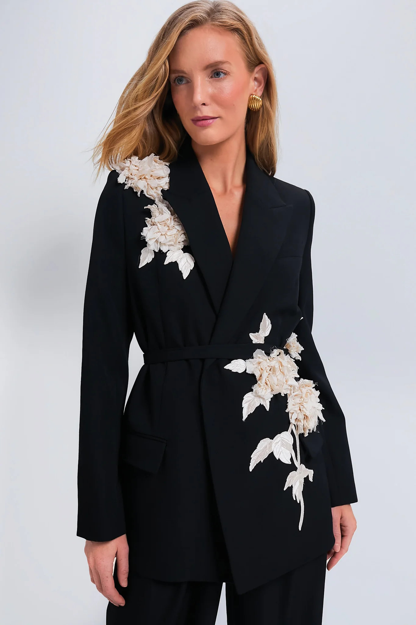 Black Relaxed Single Breasted Tie Detail Jacket | Tuckernuck (US)