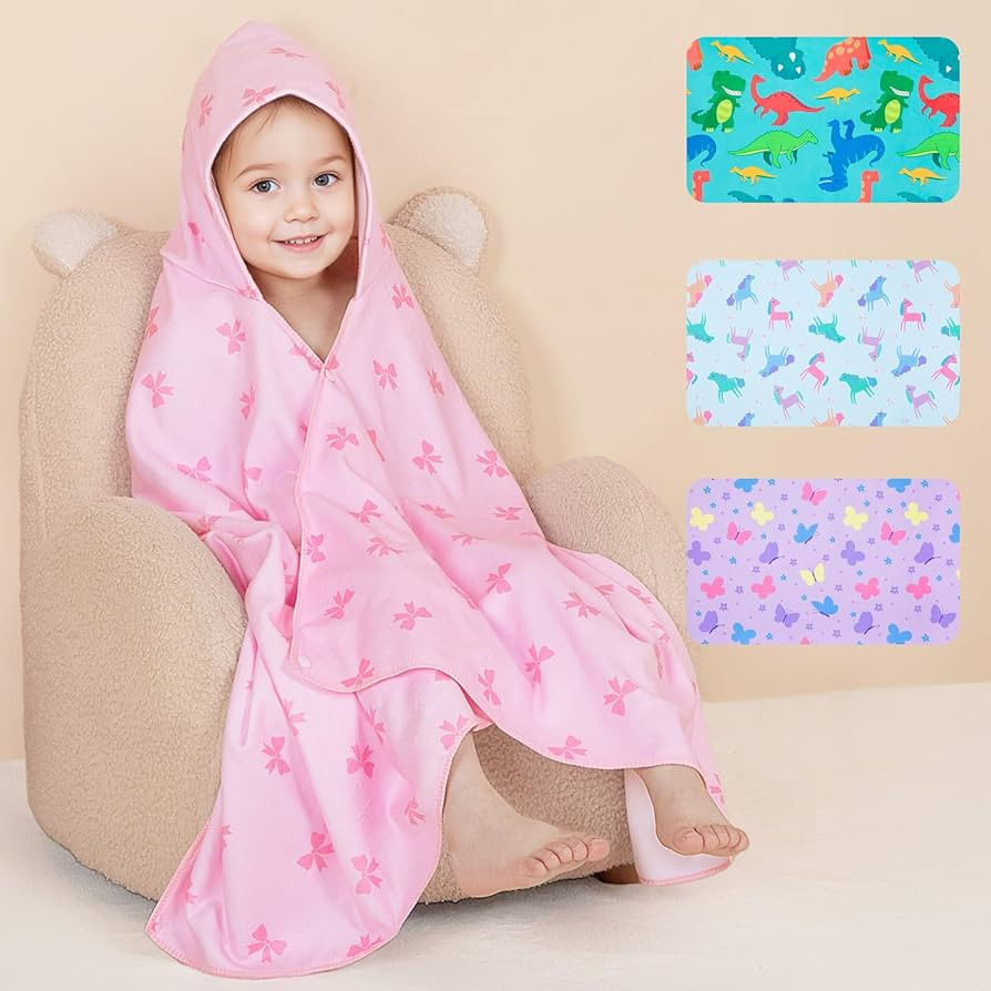 Basumee Toddler Bath Towels with Hood for 0–6 Years 55" x 28" Soft Absorbent Hooded Kids Bath T... | Amazon (US)