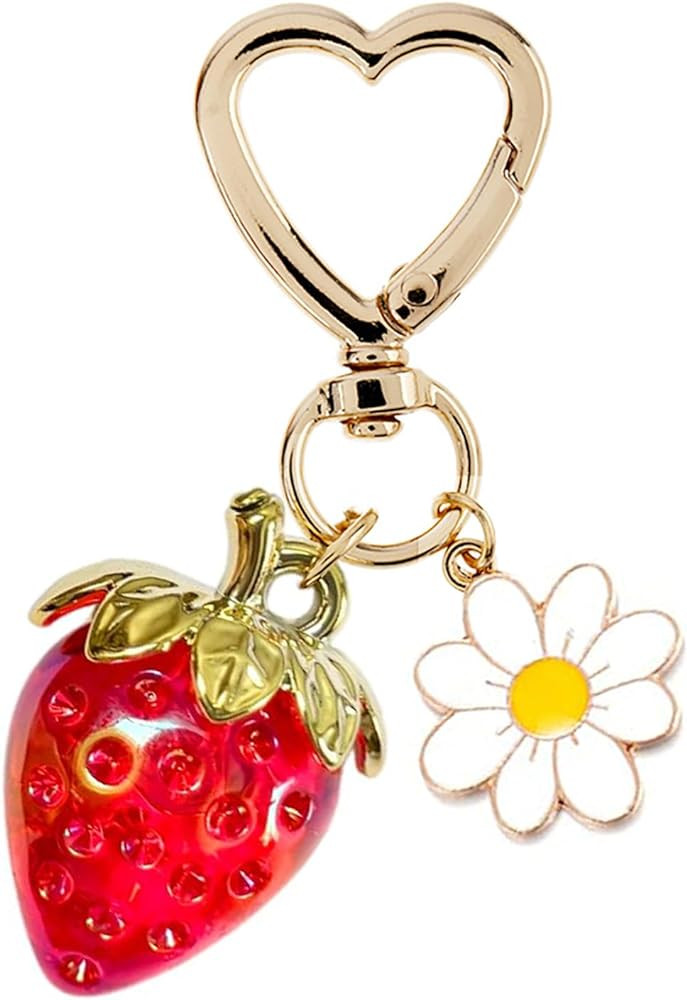 Agromusk Cute Strawberry Keychain,Bag Charms,Kawaii Heart Flower Daisy Key chains Accessories Dec... | Amazon (US)