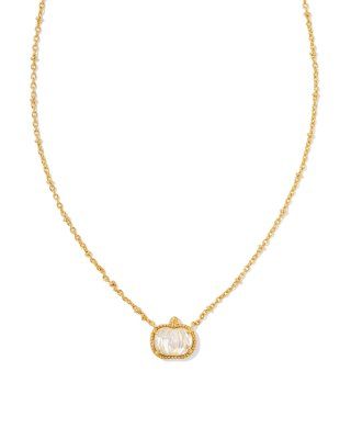 Pumpkin Gold Short Pendant Necklace in Orange Mother-of-Pearl | Kendra Scott | Kendra Scott