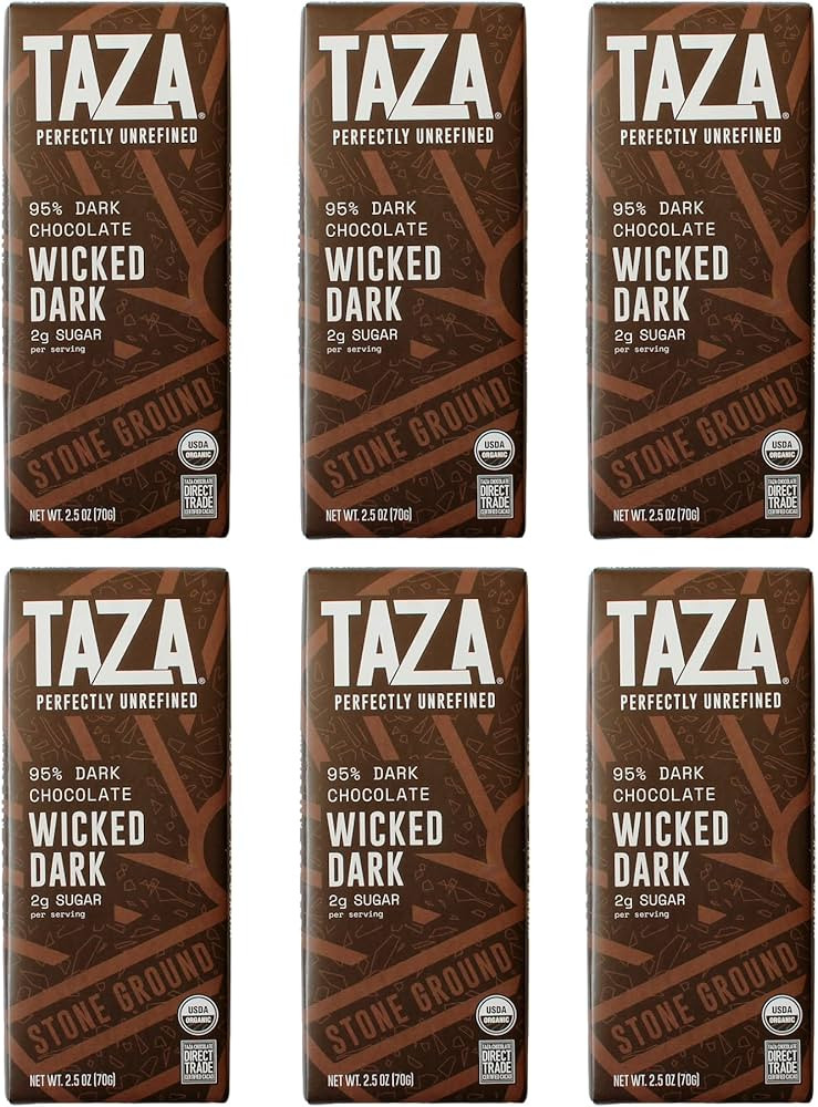 Taza Chocolate Organic Amaze Bar 95% Stone Ground, Wicked Dark, 2.5 Ounce (6 Count), Vegan | Amazon (US)