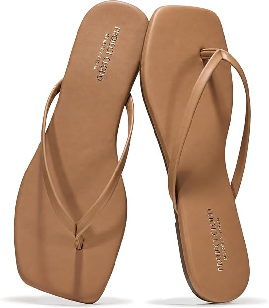 Project Cloud Square Toe Flip Flops For Women Footwear - Non Slip with Memory Foam Insole Beach E... | Amazon (US)