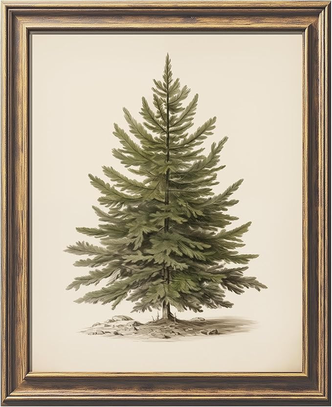 WCDHOR Vintage Christmas Tree Wall Art Print, Cozy Winter Poster, Festive Holiday Decor, Christma... | Amazon (US)